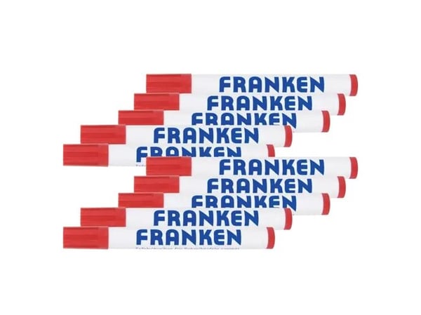 Franken Z1902 01, 10 stykker, Rød, Rund spiss, Rød, Hvit, 2 mm, 6 mm