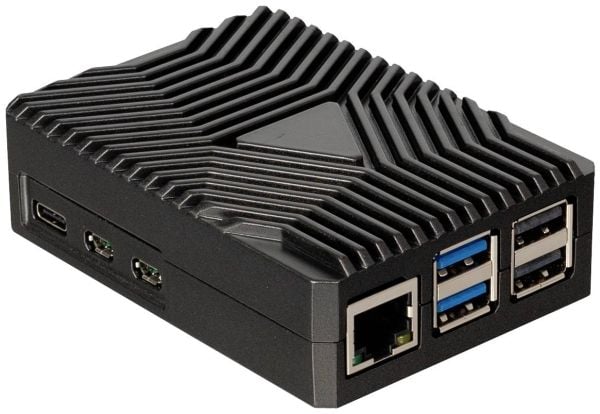 Raspberry Pi RB-ALUCASEP5-09, etui, Raspberry Pi 5, Raspberry Pi, svart, støpt aluminium, 91 mm