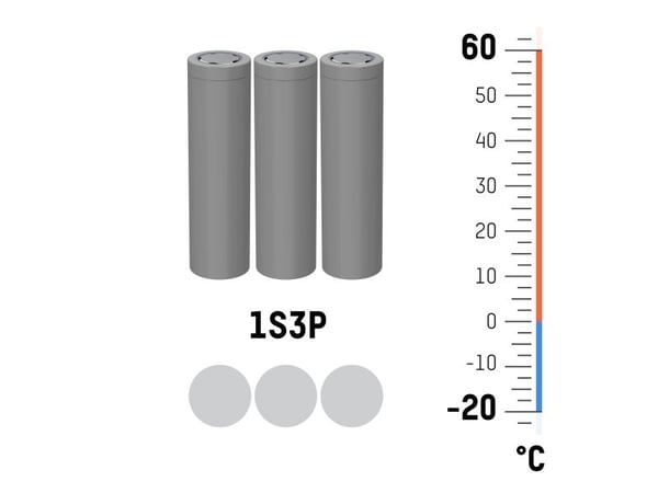 Ansmann 1S3P Akkupaketti Kennojen lukumäärä: 3 Akun koko: 18650 Kaapeli Lithium 3.6 V 10500 mAh