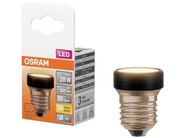 OSRAM LED STAR - LED-lyspære - form: flat round - mattslipt finish - E27 - 3.5 W (ekvivalent 28 W) - klasse F - varmt hvitt lys - 2700 K