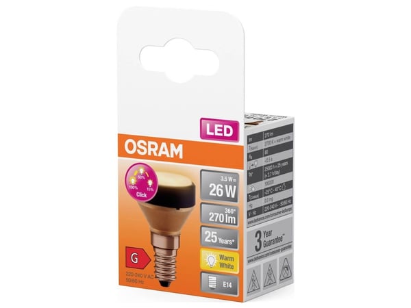 OSRAM 4099854356834 LED (RGB)-lampa EEK G (A - G) E14 3,5 W = 26 W Varmhvid (Ø x L) 35 mm x 54 mm 1 stk