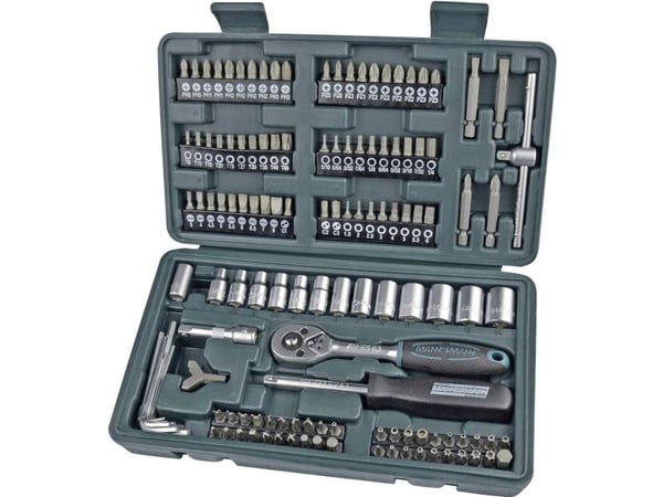 Brüder Mannesmann pipenøkkelsett metrisk 1/4" (6,3 mm) 130 deler 29166 (29166)