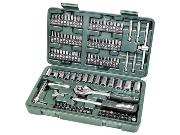 Brüder Mannesmann pipenøkkelsett metrisk 1/4" (6,3 mm) 130 deler 29166 (29166)