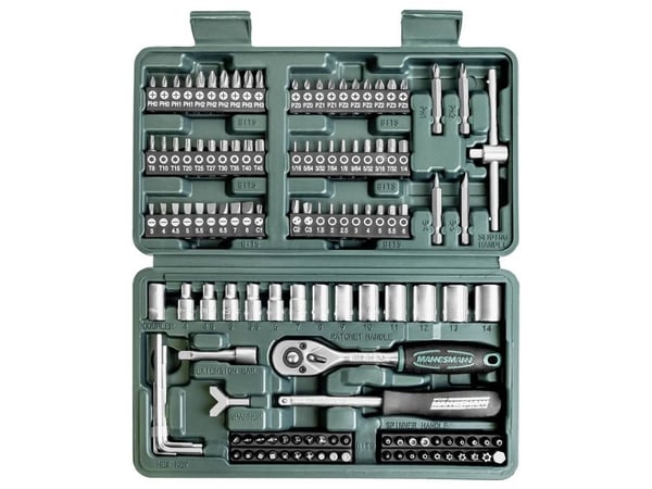 Brüder Mannesmann pipenøkkelsett metrisk 1/4" (6,3 mm) 130 deler 29166 (29166)