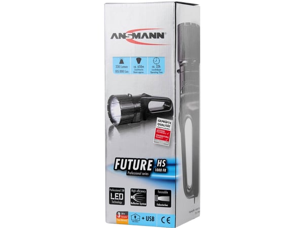 Ansmann 1600-0055, Hånd lommelygte, Sort, Lithium, 32 t, 13 t, 100 - 240 V