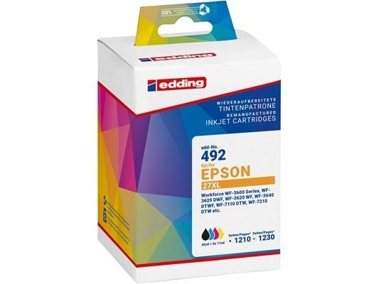Edding EDD-492, Svart, Cyan, Fiolblå, Gult, 30 ml, 11 ml, 4 stykker, 1210 sider, Multipakke