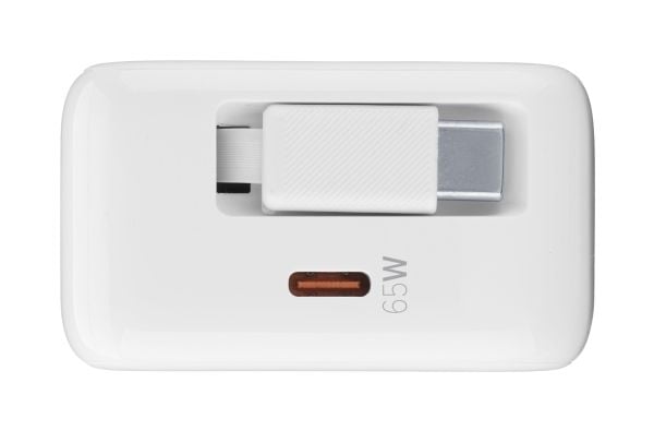 Cellularline Retractable Power 65W, Sisätila, AC, 0,9 m, Valkoinen