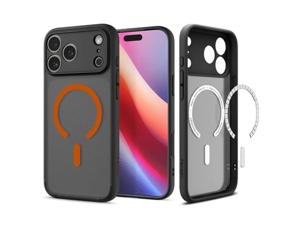 Spigen Ultra Hybrid MagFit Frost, Suojus, Apple, iPhone 17 Pro Max, 17,5 cm (6.9"), musta, Oranssi