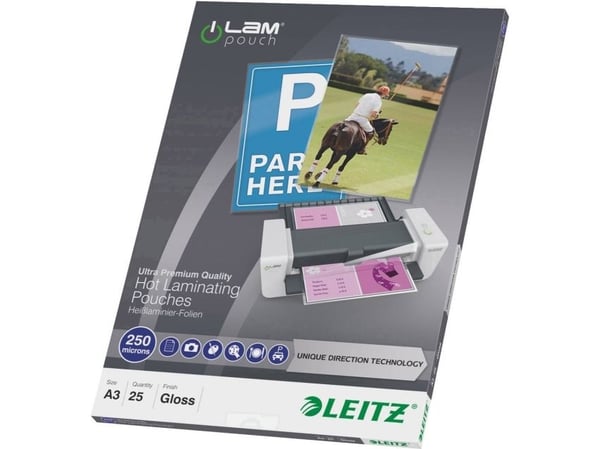 Lamineringsark Leitz Premium A3 250 mikron krystallklare - (25 stk.)
