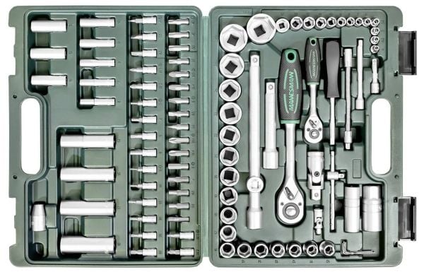 Brüder Mannesmann pipenøkkelboks 6,3 mm (1/4") og 12,5 mm (1/2") 94 stk. (M98410)