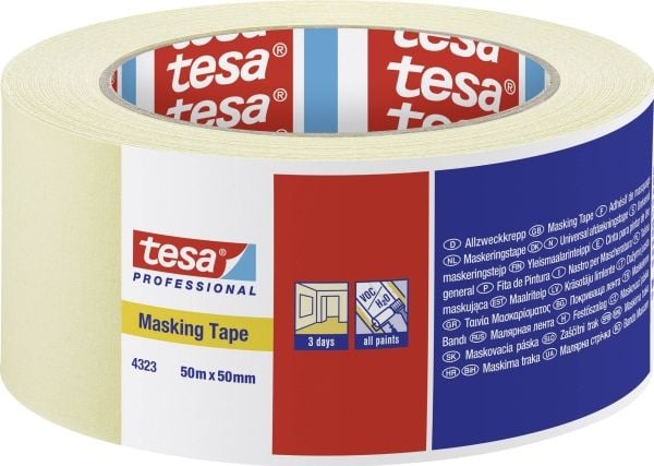 tesa STANDARD 04323-00044-00 Crepebånd tesakrepp® Beige (L x B) 50 m x 50 mm 1 stk 1 stk