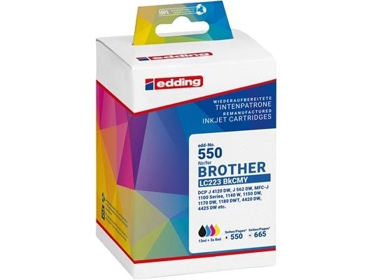 Edding EDD-477, Svart, Cyan, Fiolblå, Gult, 13 ml, 8 ml, 4 stykker, 550 sider, Multipakke