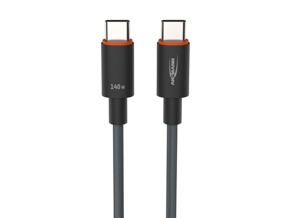 ANSMANN USB-C -> USB-C S/S 60cm Laatikkokaapeli 140W anthrazit
