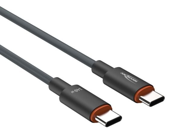 ANSMANN USB-C -> USB-C S/S 60cm Laatikkokaapeli 140W anthrazit