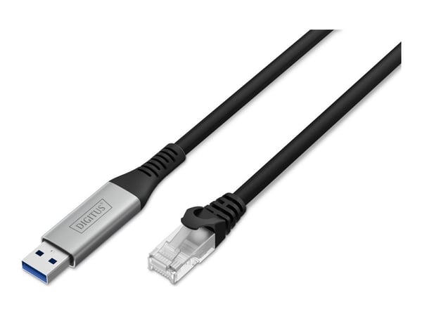 DIGITUS - Nettverkskabel - USB-type A (hann) til RJ-45 (hann) - 6.2 mm - S/FTP - dupleks - CAT 6a - USB 3.2 Gen 1 - halogenfri, støtte for Gigabit ...