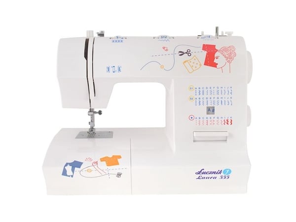 Lucznik LAURA 555, Rød, Hvit, Semi-automatisk symaskin, Overlock / Overkast, Sying, 4 Steg, 5 mm, Rotasjon