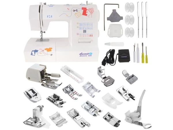 Lucznik LAURA 555, Rød, Hvit, Semi-automatisk symaskin, Overlock / Overkast, Sying, 4 Steg, 5 mm, Rotasjon