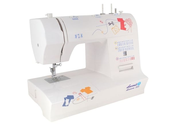Lucznik LAURA 555, Rød, Hvit, Semi-automatisk symaskin, Overlock / Overkast, Sying, 4 Steg, 5 mm, Rotasjon