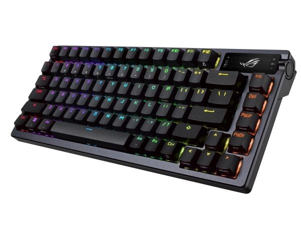 ASUS ROG Azoth - Tastatur - 75%, driftsutskiftbar - med OLED display - backlit - trådløs - USB, 2.4 GHz, Bluetooth 5.1 - QWERTY - USA - tastsvitsj:...