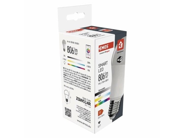 Emos ZQW514R, Smartpære, Wi-Fi, Hvit, LED, E27, Multi