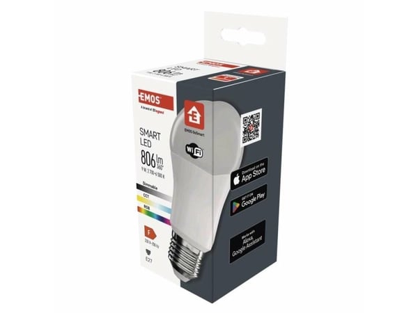 Emos ZQW514R, Smartpære, Wi-Fi, Hvit, LED, E27, Multi