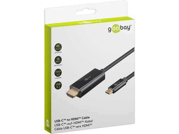 Goobay 75696, 1 m, USB Type-C, HDMI, urosliitin, urosliitin, suora, suora