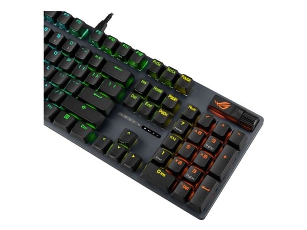 ASUS XA14 ROG STRIX SCOPE II X/NXSWV2/US/PBT, Full størrelse (100 og), Koblet med ledninger (ikke trådløs), USB, Mekanisk nøkkelbryter, RGB LED, Svart