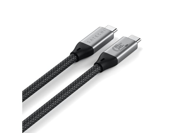 Satechi USB4 V2 Pro Cable, 1,2 m, USB C, USB C, USB4 Gen 4x2, 120 Gbit/s, Hopea, musta