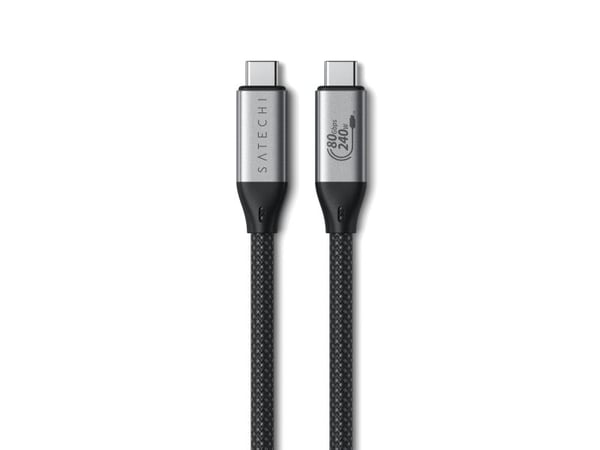 Satechi USB4 V2 Pro Cable, 1,2 m, USB C, USB C, USB4 Gen 4x2, 120 Gbit/s, Hopea, musta