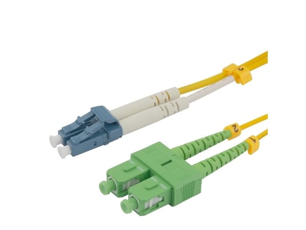 DELTACO - Nettverkskabel - LC/UPC-enkeltmodus (hann) til SC/APC-enkeltmodus (hann) - 1 m - 1 m - fiberoptisk - dupleks - 9 / 125 micron - OS2 - hal...