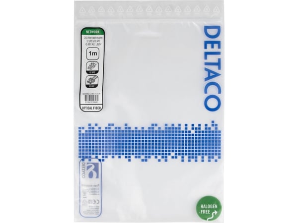 DELTACO - Nettverkskabel - LC/UPC-enkeltmodus (hann) til SC/APC-enkeltmodus (hann) - 1 m - 1 m - fiberoptisk - dupleks - 9 / 125 micron - OS2 - hal...