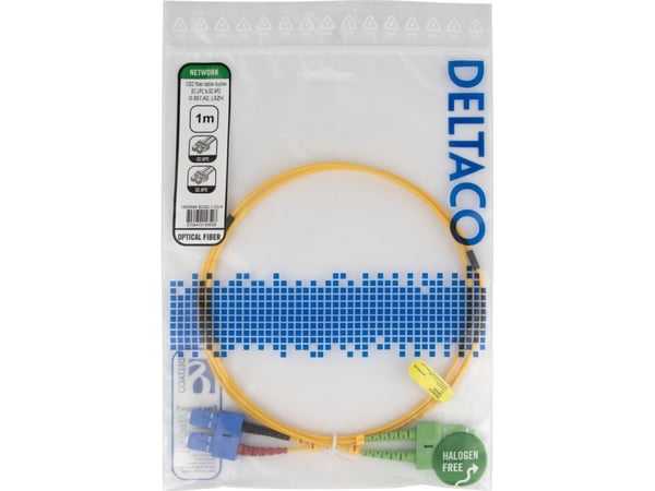 DELTACO - Koblingskabel - SC/UPC til SC/APC - 1 m - 1 m - fiberoptisk - dupleks - OS2 - gul