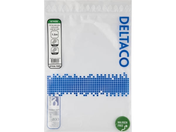 DELTACO - Nettverkskabel - LC/APC-enkeltmodus (hann) til LC/APC-enkeltmodus (hann) - 1.5 m - 1.5 m - fiberoptisk - dupleks - G.657.A2/OS2 - halogen...