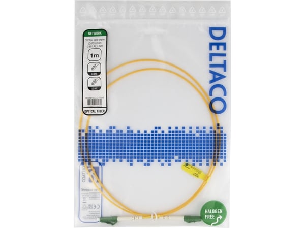 DELTACO - Nettverkskabel - LC/APC-enkeltmodus (hann) til LC/APC-enkeltmodus (hann) - 1 m - 1 m - fiberoptisk - simpleks - G.657.A2/OS2 - halogenfri...