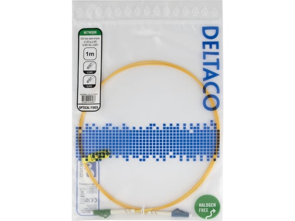 DELTACO - Nettverkskabel - LC/UPC-enkeltmodus (hann) til LC/APC-enkeltmodus (hann) - 1 m - 1 m - fiberoptisk - simpleks - G.657.A2/OS2 - halogenfri...