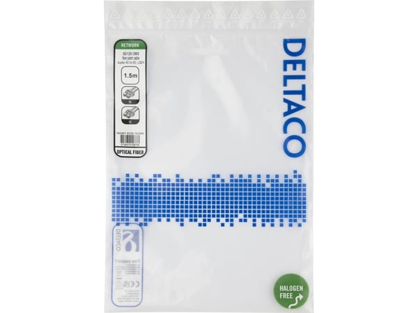 DELTACO - Koblingskabel - SC flermodus til SC flermodus - 1.5 m - 1.5 m - fiberoptisk - dupleks - OM3 - halogenfri, toretnings - blå