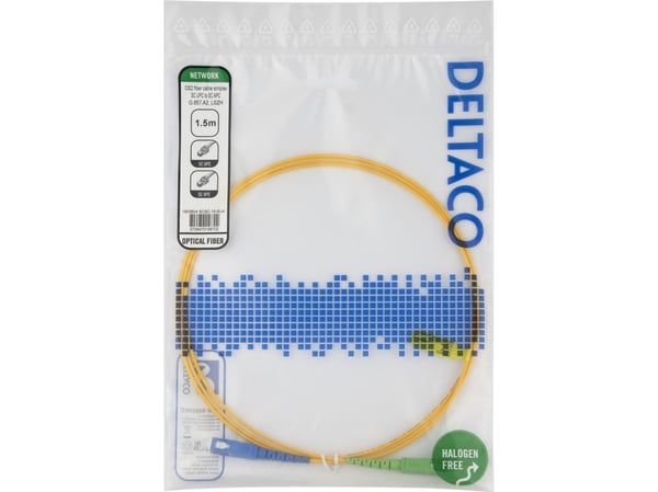 OS2 Fiberkabel, SC - SC, simplex, UPC/APC, 1,5m