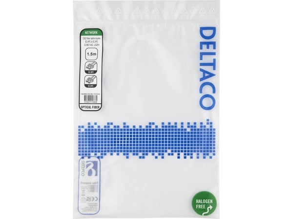 DELTACO - Koblingskabel - SC/APC-enkeltmodus (hann) til SC/APC-enkeltmodus (hann) - 1.5 m - 1.5 m - fiberoptisk - dupleks - G.657.A2/OS2 - halogenf...