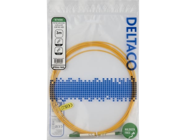 DELTACO - Nettverkskabel - LC/APC-enkeltmodus (hann) til LC/APC-enkeltmodus (hann) - 3 m - 3 m - fiberoptisk - simpleks - G.657.A2/OS2 - halogenfri...