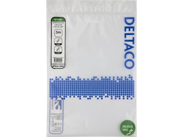 DELTACO - Nettverkskabel - LC/APC-enkeltmodus (hann) til LC/APC-enkeltmodus (hann) - 3 m - 3 m - fiberoptisk - simpleks - G.657.A2/OS2 - halogenfri...