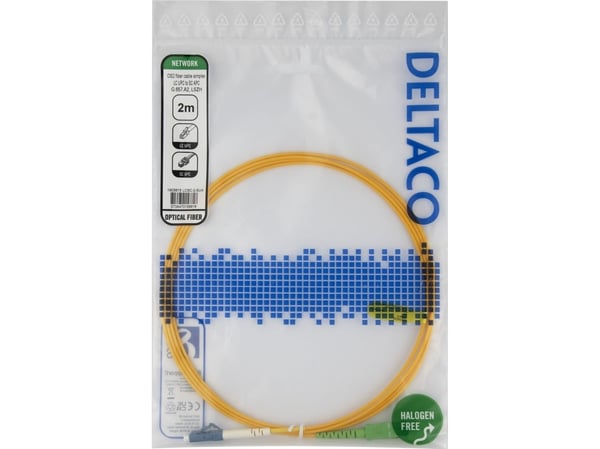 DELTACO - Nettverkskabel - LC/UPC-enkeltmodus (hann) til SC/APC-enkeltmodus (hann) - 2 m - 2 m - fiberoptisk - simpleks - 9 / 125 micron - OS2 - ha...