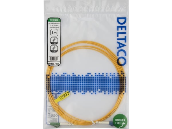 DELTACO - Nettverkskabel - LC/UPC-enkeltmodus (hann) til LC/APC-enkeltmodus (hann) - 3 m - 3 m - fiberoptisk - simpleks - OS2 - halogenfri, G.657A2...