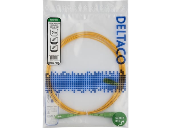 DELTACO - Nettverkskabel - SC/APC-enkeltmodus (hann) til SC/APC-enkeltmodus (hann) - 3 m - 3 m - fiberoptisk - simpleks - G.657.A2/OS2 - halogenfri...