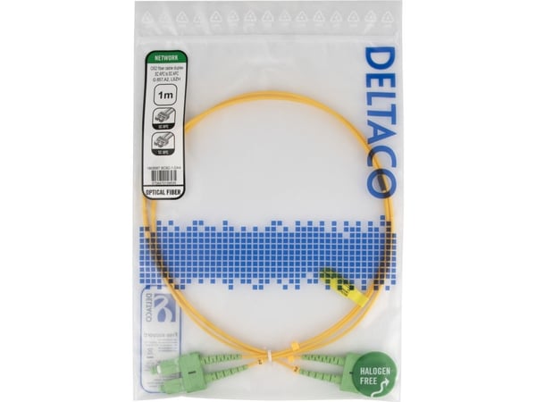 DELTACO - Nettverkskabel - SC/APC-enkeltmodus (hann) til SC/APC-enkeltmodus (hann) - 1 m - 1 m - fiberoptisk - dupleks - G.657.A2/OS2 - halogenfri ...