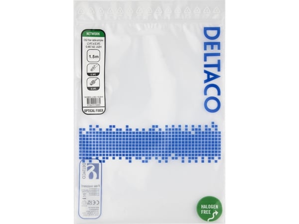 DELTACO - Nettverkskabel - LC/APC-enkeltmodus (hann) til SC/APC-enkeltmodus (hann) - 1.5 m - 1.5 m - fiberoptisk - simpleks - G.657.A2/OS2 - haloge...