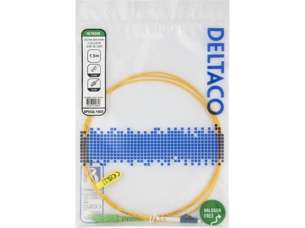 DELTACO - Nettverkskabel - LC/UPC-enkeltmodus (hann) til SC/APC-enkeltmodus (hann) - 1.5 m - 1.5 m - fiberoptisk - simpleks - G.657.A2/OS2 - haloge...