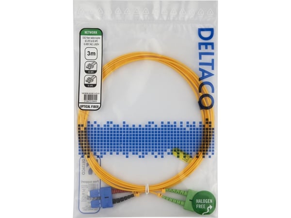 DELTACO - Nettverkskabel - SC/UPC-enkeltmodus (hann) til SC/APC-enkeltmodus (hann) - 3 m - 3 m - fiberoptisk - dupleks - 9 / 125 micron - OS2 - hal...