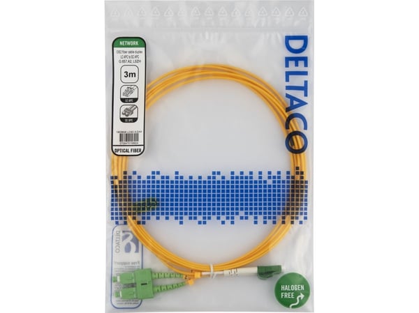 OS2 Fiberkabel, LC - SC, duplex, APC/APC, 3,0 m