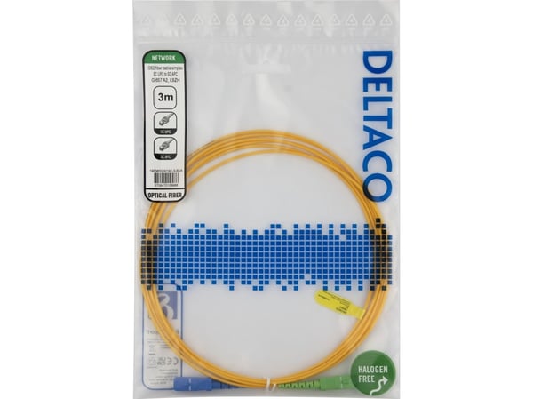 OS2 Fiberkabel, SC - SC, simplex, UPC/APC, 3,0 m