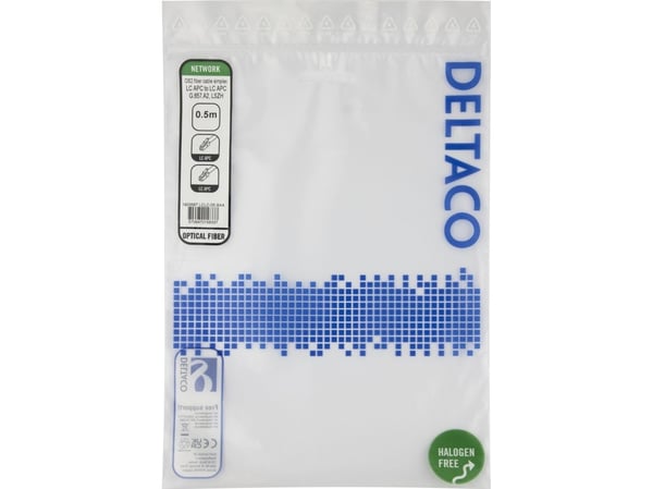 DELTACO - Nettverkskabel - LC/APC-enkeltmodus (hann) til LC/APC-enkeltmodus (hann) - 50 cm - 0.5 m - fiberoptisk - simpleks - G.657.A2/OS2 - haloge...